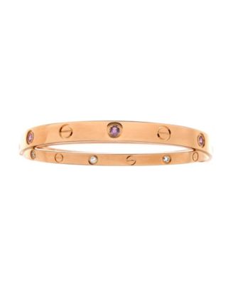 Pre-Owned Cartier - Double Love Bracelet 18K Rose Gold with Pink Sapphires and Diamonds