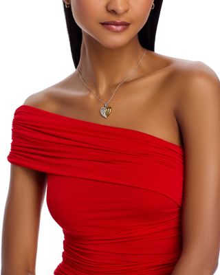Diamond Heart Pendant Necklace in 14K Two-Toned Gold, 0.47 tcw