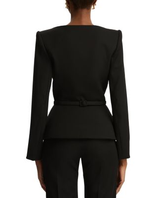 Black Satin Bow Buckle Belt Jacket