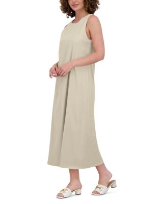 Linen&nbsp;Blend Crewneck Maxi Dress