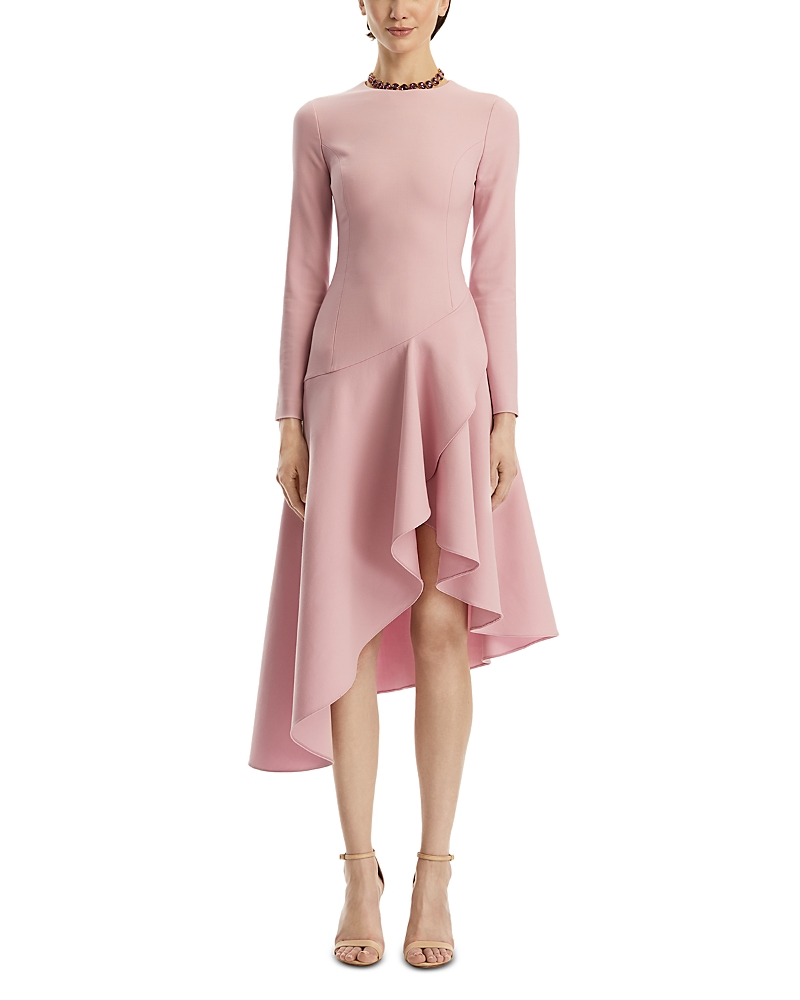 OSCAR DE LA RENTA OSCAR DE LA RENTA LONG SLEEVE DOUBLE STRETCH WOOL DAY DRESS
