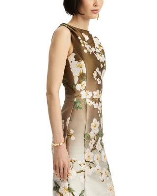 Sleeveless Jacquard Ombre Cherry Blossom Dress