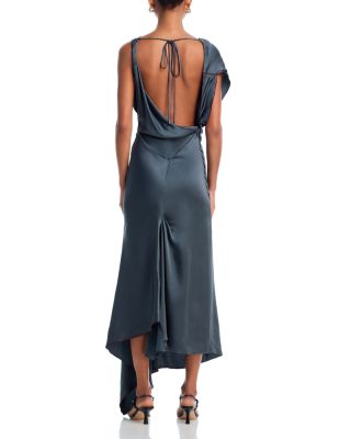 Asymmetric Draped Midi Dress