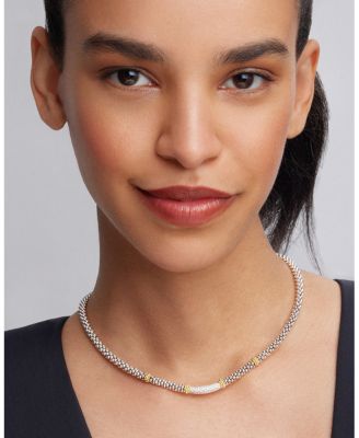 18K Gold & Sterling Silver Diamond Lux Single Station Necklace, 16"