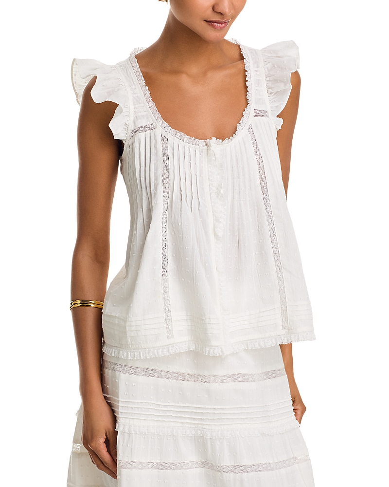 AQUA PINTUCK LACE INSET TANK - EXCLUSIVE