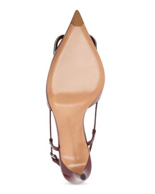 Women's VLogo Patent Leather Pointed Slingback Pumps