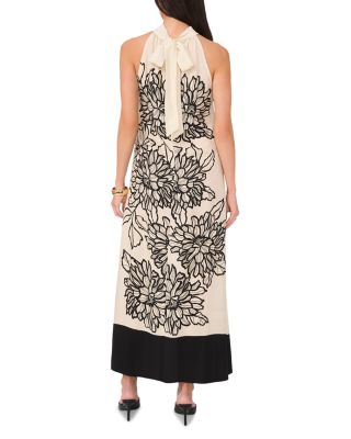 High Neck Floral Print Dress