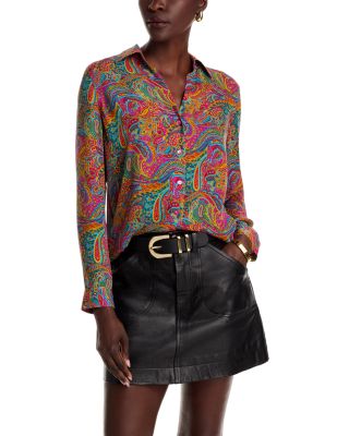 L'AGENCE - Nina Silk Printed Long Sleeve Blouse