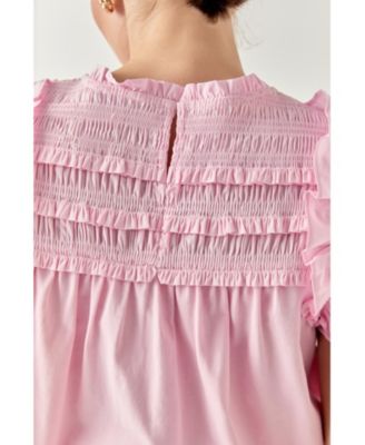 Women's Mix Media Ruffle Top
