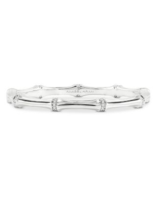 Pav&eacute; Bamboo Bangle Bracelet in Sterling Silver 