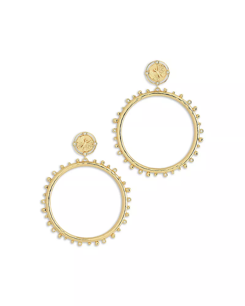 Anabel Aram Pave Butterfly Coin & Hoop Drop Earrings in 18K Gold Plated