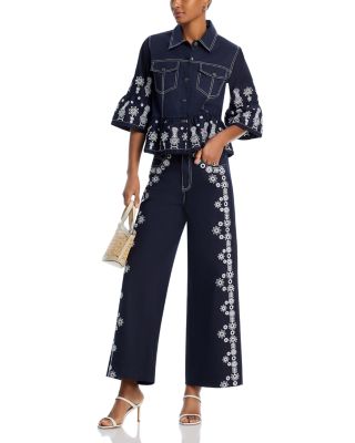 Betsy High Rise Wide Leg Ankle Jeans in Mazie Eyelet 