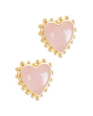 Anabel Aram - Heart Stone & 18K Yellow Gold Plated Stud Earrings, 0.5"L