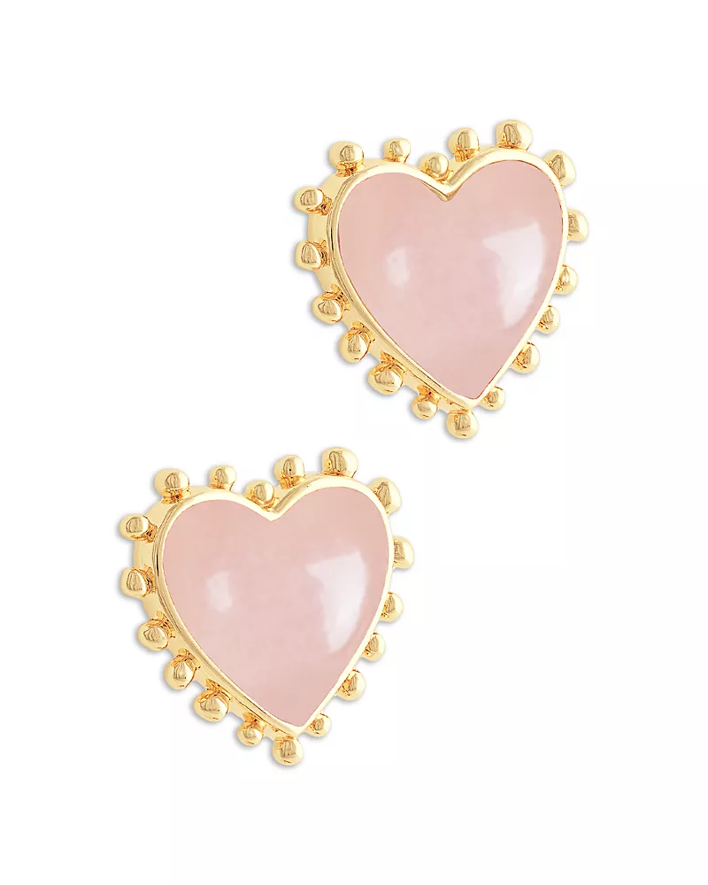 Anabel Aram Heart Stone & 18K Yellow Gold Plated Stud Earrings, 0.5L