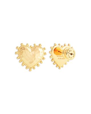 Heart 18K Yellow Gold Plated Stud Earrings, 0.7"L