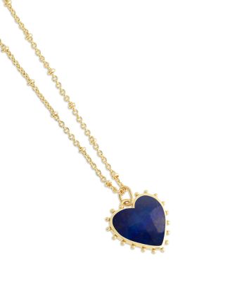 Heart Stone 18K Yellow Gold Plated Stone Necklace, 19"L