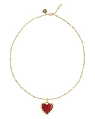 Heart Stone 18K Yellow Gold Plated Stone Necklace, 19"L