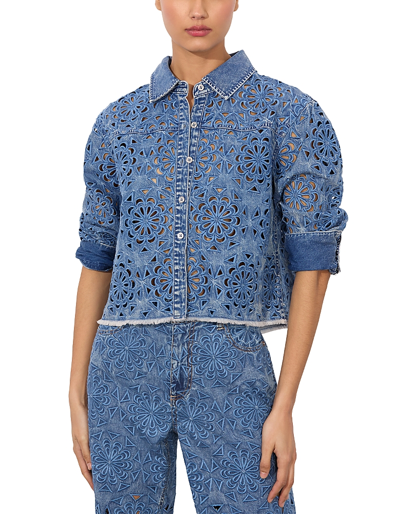 Alice And Olivia Finely Cropped Laser Cut Jacket