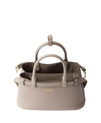 Buckle Small Leather Handbag with Double Belt