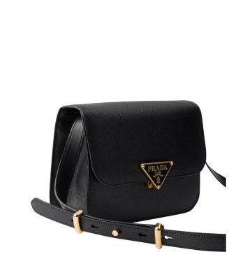Saffiano Leather Flap Shoulder Bag