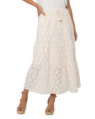 Tiered Eyelet Maxi Skirt
