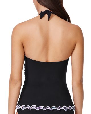 Layla Tricolore Solid Halter Tankini Top &amp; Side Slit Swim Skirt