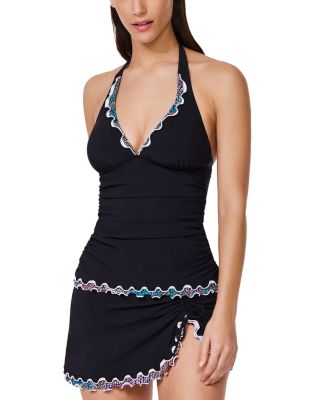 Tricolore Side Slit Skirted Swim Bottom