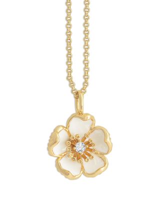 Wildflowers Pav&eacute; Flower Pendant Necklace, 16"-17"