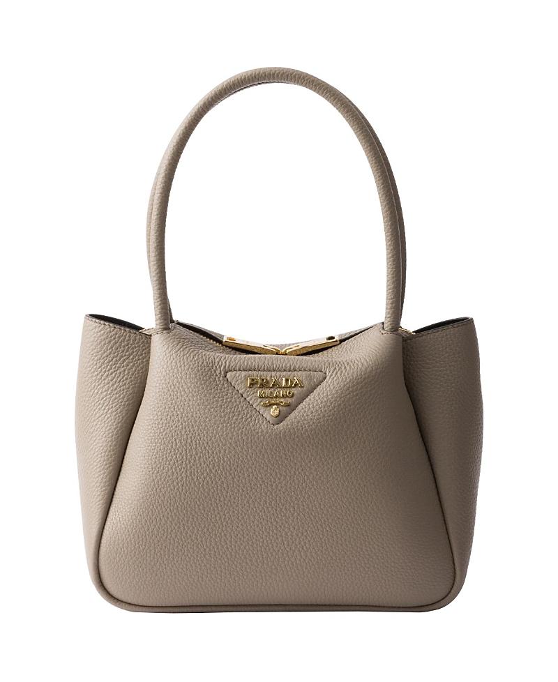 Prada Small Leather Top-handle Bag In Gray