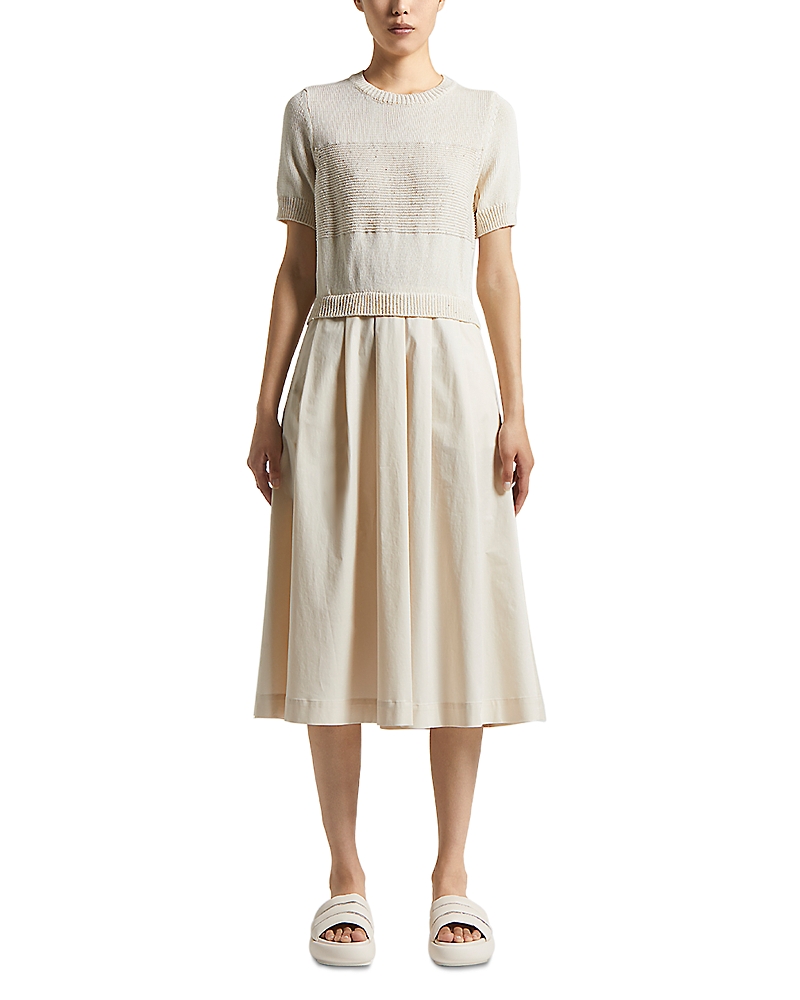 Shop Peserico Mixed Media Midi Dress