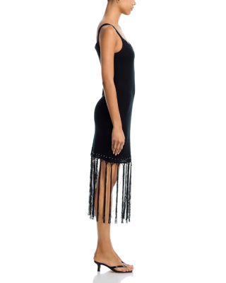 Stud Fringe Knit Crochet Mini Dress - Exclusive