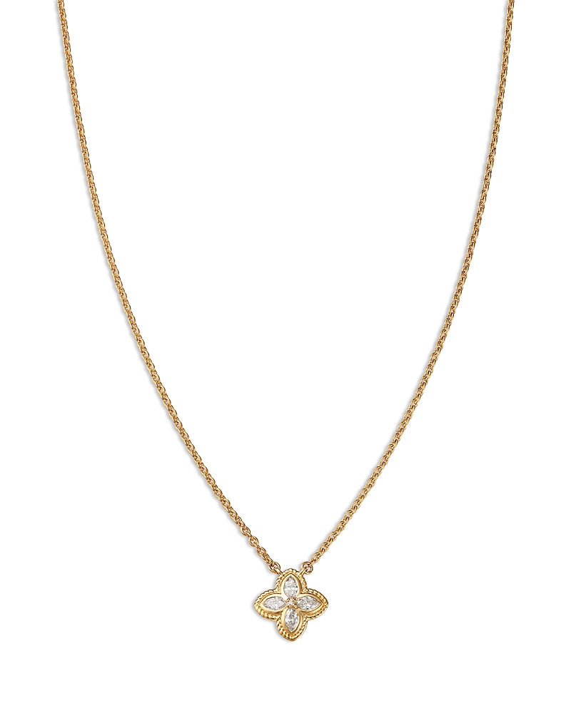 Bloomingdale's Fine Collection Diamond Marquise & Round Clover Pendant Necklace In 14k Yellow Gold, 0.28 Ct. T. W.