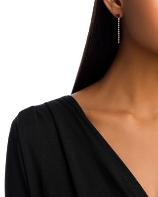 Ruby & Diamond Linear Drop Earrings in 14K Yellow Gold