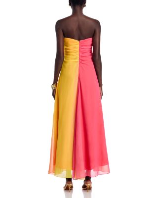 Sunset Stripe Strapless Maxi Dress