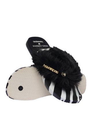 x Dolce & Gabbana Women's Zebra Faux Fur Flip Flops