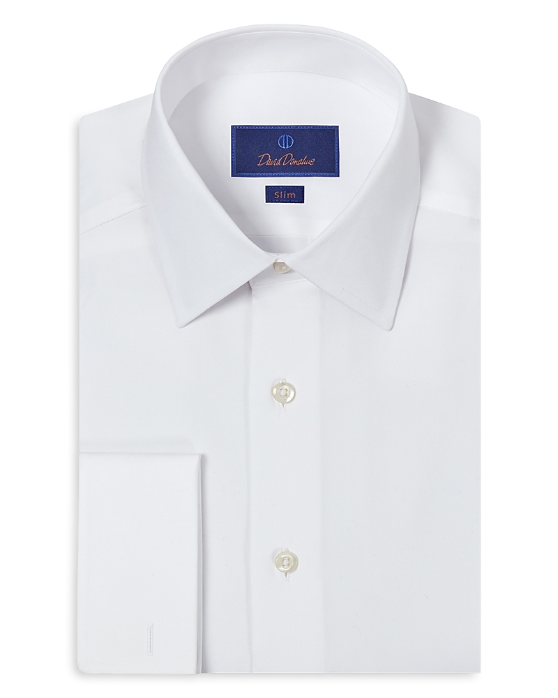 David Donahue Slim Fit Broadcloth French Cuff Dress Shirt