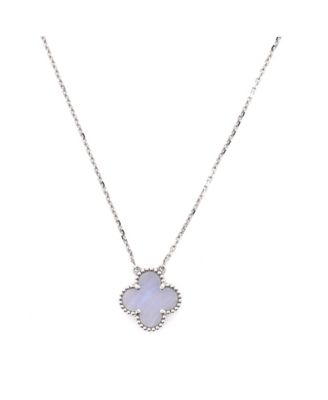 Pre-Owned Van Cleef & Arpels - Vintage Alhambra Pendant Necklace 18K White Gold and Chalcedony