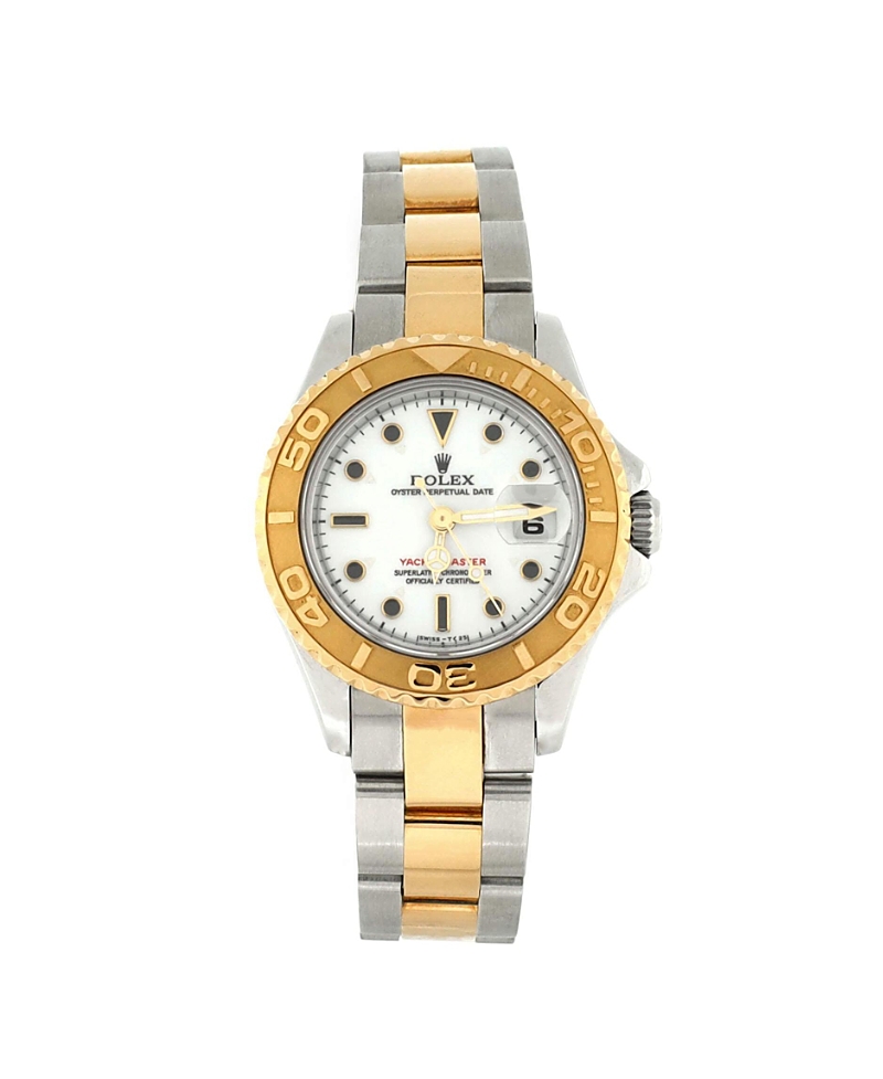 Pre-owned Pre-owned Rolex Rolex Oyster Perpetual Yacht-master Automatic Watch In Stainless Steel And Gold 29mm In Dial Color: White