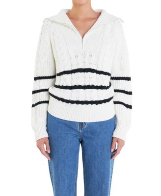 Women's Stripe Zip up Sweater