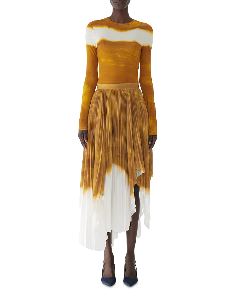 Jason Wu Collection Painted Stripe Pleated Asymmetrical Skirt