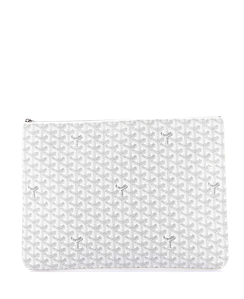 Pre-owned Pre-owned Goyard Goyard Gm Senat Zip Pouch Coated Canvas In White