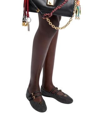  Women's Suede Ballerinas with Crystals