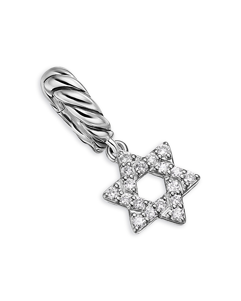Micro Pave Star of David Amulet in Sterling Silver with Diamonds, 7.4mm