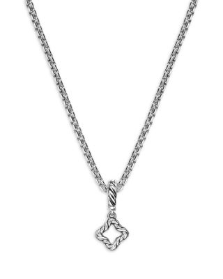 Micro Pav&eacute; Quatrefoil Amulet in Sterling Silver with Diamonds, 7.4mm