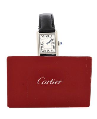 Must de Cartier SolarBeat Tank Quartz Watch in Stainless Steel and Leather 22mm