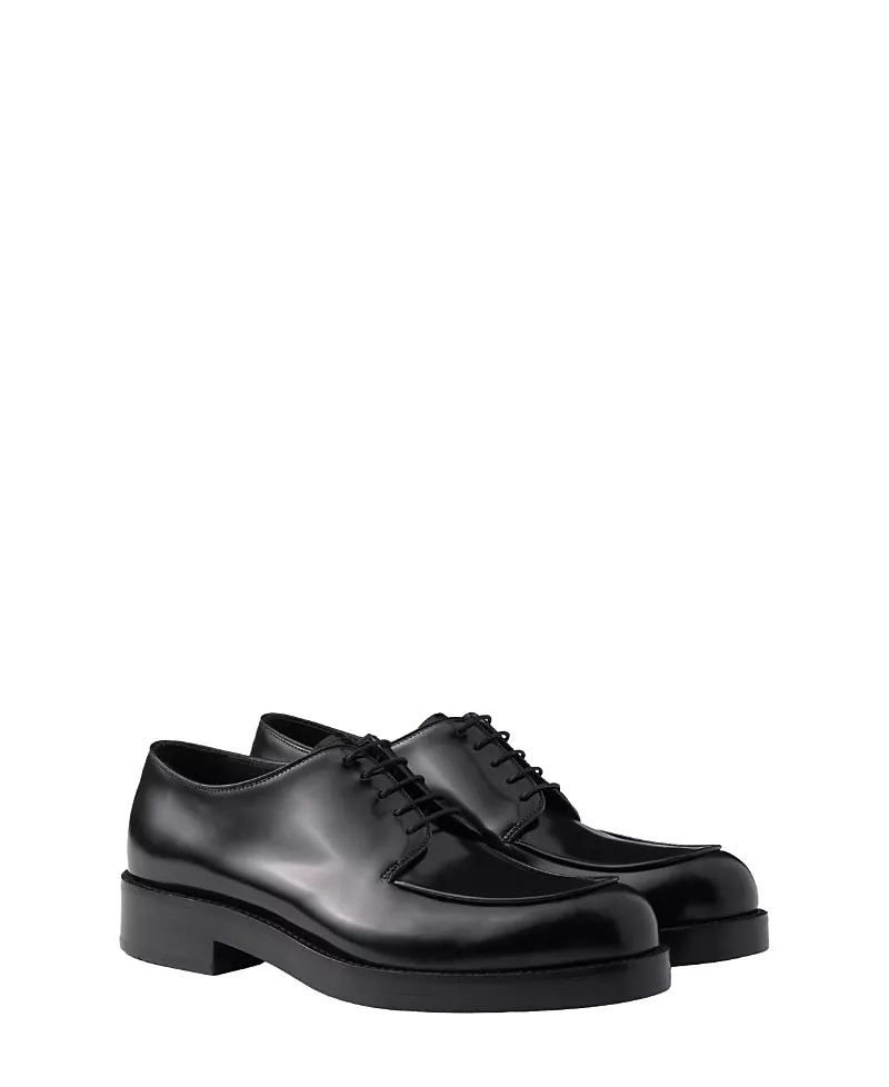 Prada Men's Brushed Leather Derby Shoes