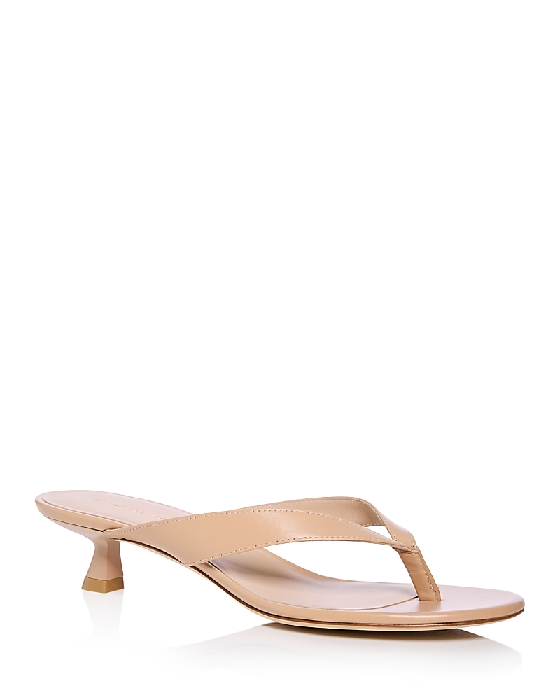 Stuart Weitzman Rio Leather Kitten-heel Thong Sandals