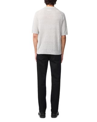 Cale 6565 Regular Fit V Neck Polo Short Sleeve Linen Sweater 