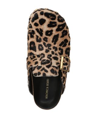 Women's Fern Leopard Print Calf Hair Studded Clogs
