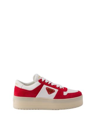 Prada Women's Downtown Bold Nappa Leather and Suede Sneakers